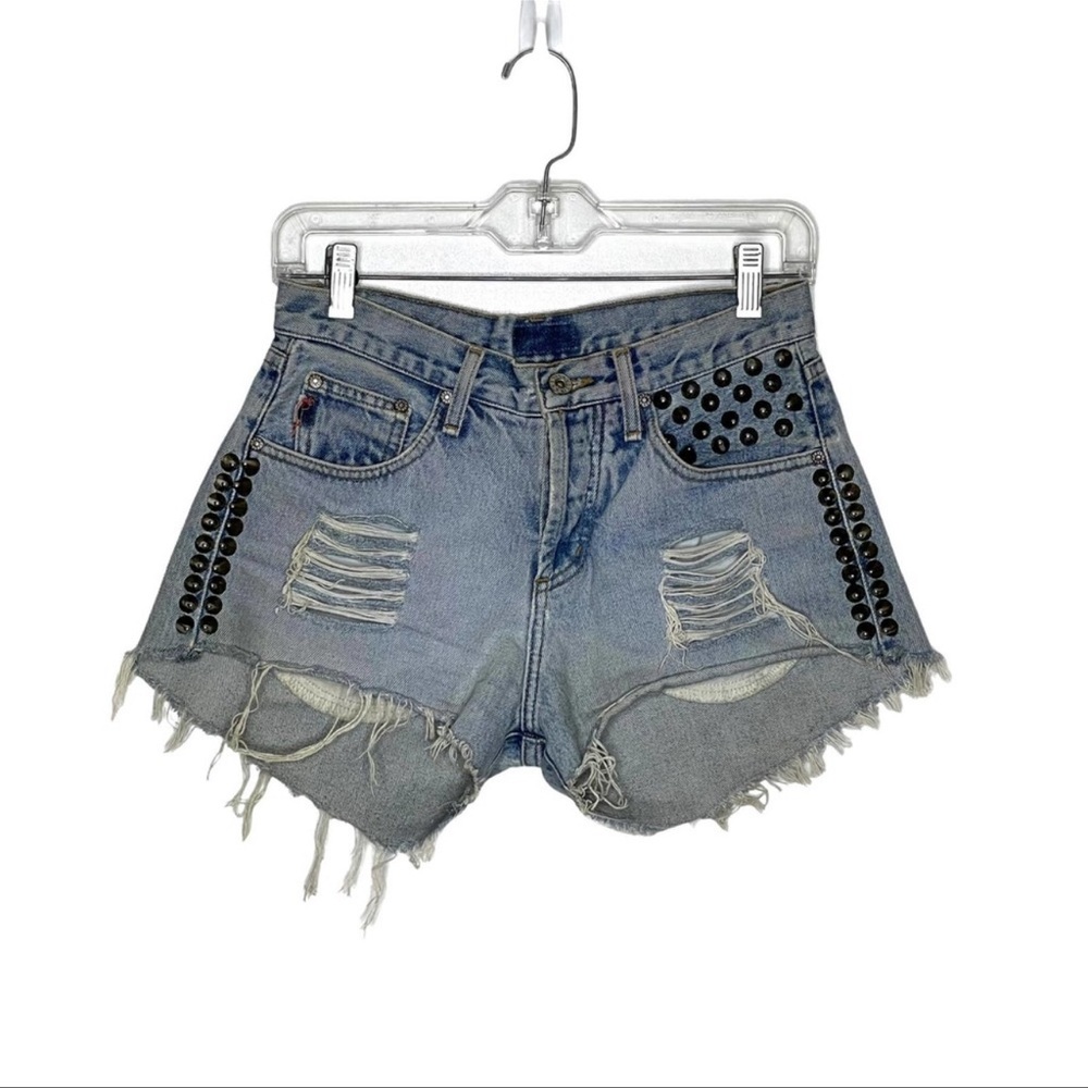 Vintage Guess Studded Button Fly Jean Shorts 30